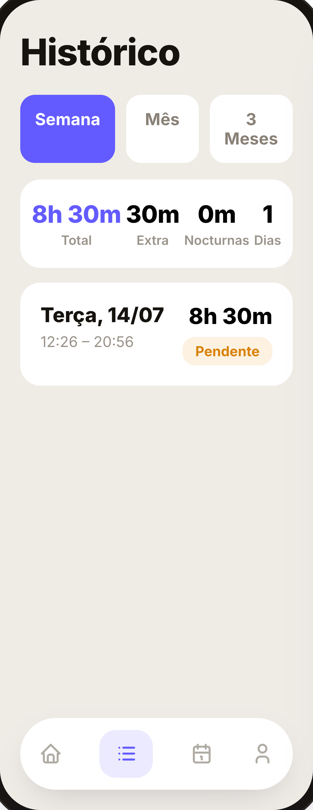 App de ponto Buildflow: histórico de horas